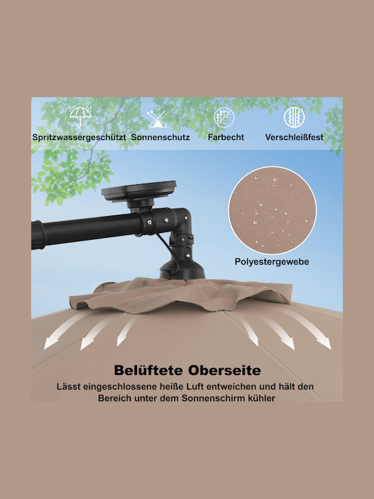 Garten- und Terrassen-Sonnenschirm Rundschreiben Metall Braune mit Basis und LEDs Durchmesser 3m NP11556CF