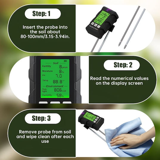 Soil 6 in 1 pH Meter With Moisture And Temperature Measuring Capability