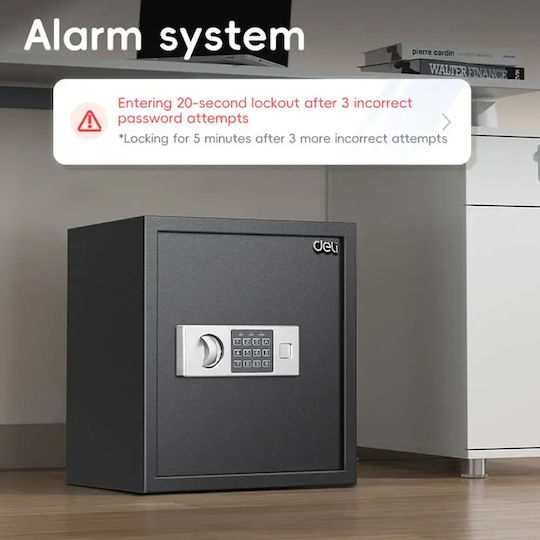 Deli Safe with Digital Lock and Key M40xW35xH33cm Weight 10.6kg