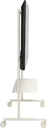 Tv Stand Wheels Shelf Pedestal Rover Cream