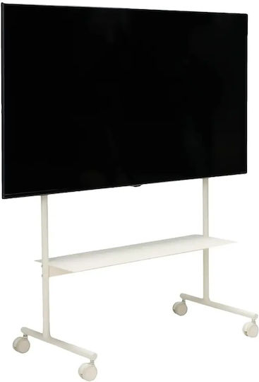 Tv Stand Wheels Shelf Pedestal Rover Cream