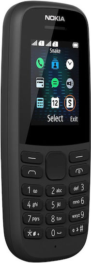 Nokia 105 (2019) Single SIM Κινητό με Κουμπιά (Αγγλικό Μενού) Black