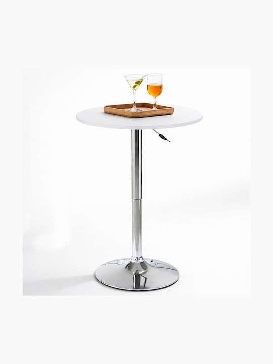 Round Wooden Bar Table with Metal Frame White 60x60cm