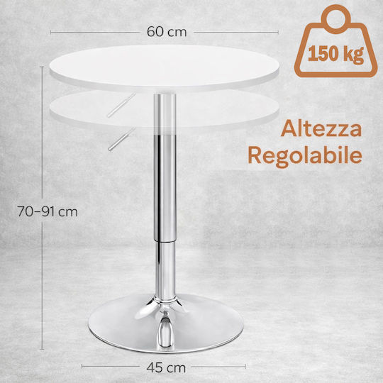 Round Wooden Bar Table with Metal Frame White 60x60cm