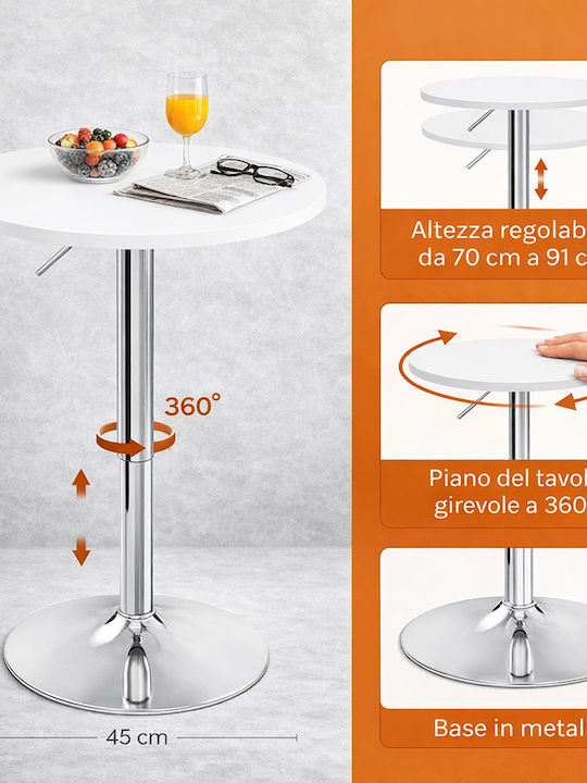 Round Wooden Bar Table with Metal Frame White 60x60cm