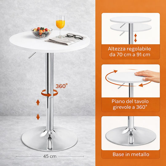 Round Wooden Bar Table with Metal Frame White 60x60cm