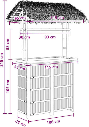 Бар Маса от Бамбук 115x95 см