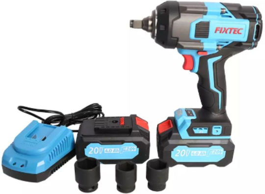 FixTec FCIW10001-4 Brushless Battery Impact Wrench 20V 2x4Ah with 1/2" Bit Size