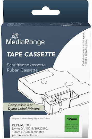 MediaRange Ταινία Ετικετογράφου 1m x 12mm σε Μαύρο Χρώμα Συμβατή με Dymo D1, Dymo Rhino/IND