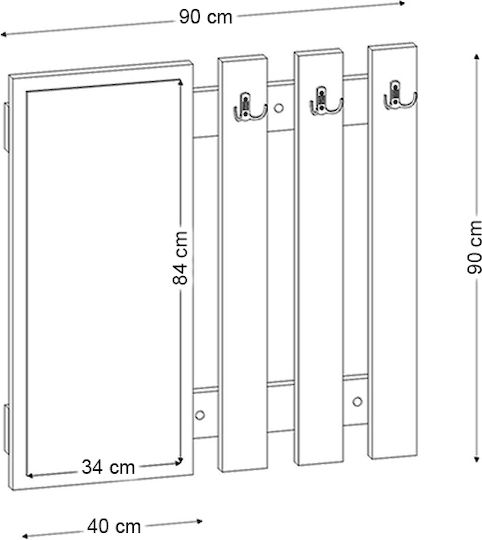Megapap Wall Hanger Folin Wooden Gray 90x4cm