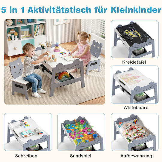 Kids Table Set with Chairs for Painting Gray Costway