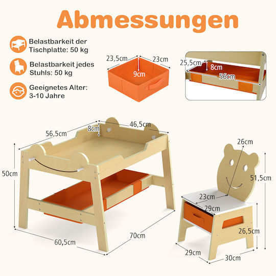 Kids Table Set with Chairs for Painting Beige Costway