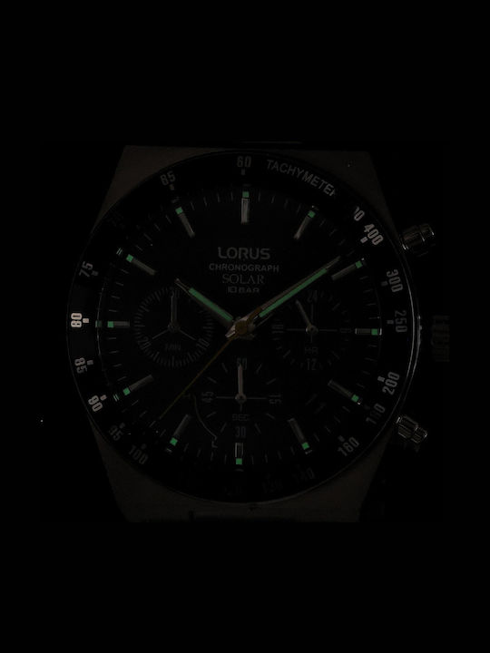 Lorus Men's Watch 42mm Chronograph Solar with Silver Metal Bracelet
