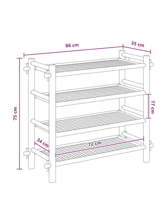 vidaXL Schuhorganisatoren aus Bambus 86x35x75cm