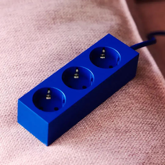 Pedestal Steckdosenleiste 3 Anschlüsse mit Kabel 2m Blau