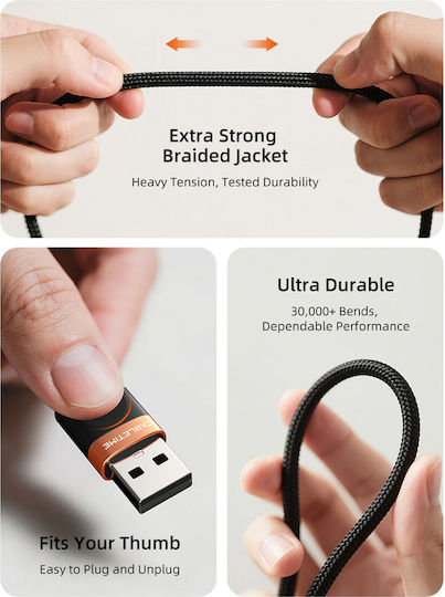 Cabletime USB 2.0 Cable USB-C male - USB-A Μαύρο 1m