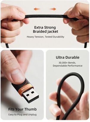 Cabletime Braided USB 2.0 Cable USB-C male - USB-A Μαύρο 1m CT-AMCM2A-AOB1