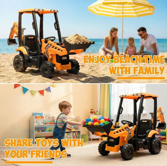JCB Excavator Cu Un Loc cu Telecomandă Licențiat 12 Volți Galben pentru 3+ Ani