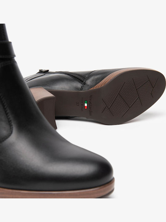 Leder Stiefeletten Damen Ankle Boots Schwarz