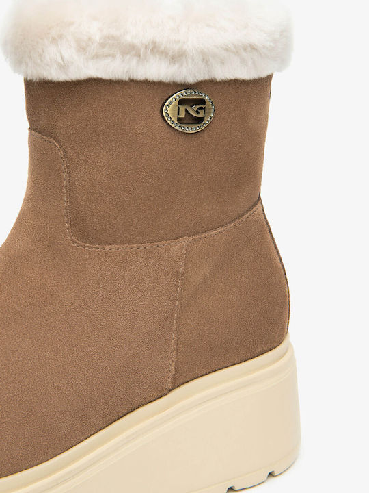 Leder Damen Stiefeletten Ankle Boots Beiges