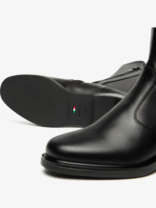 Cizme Dama din Piele cu Elastic Negre