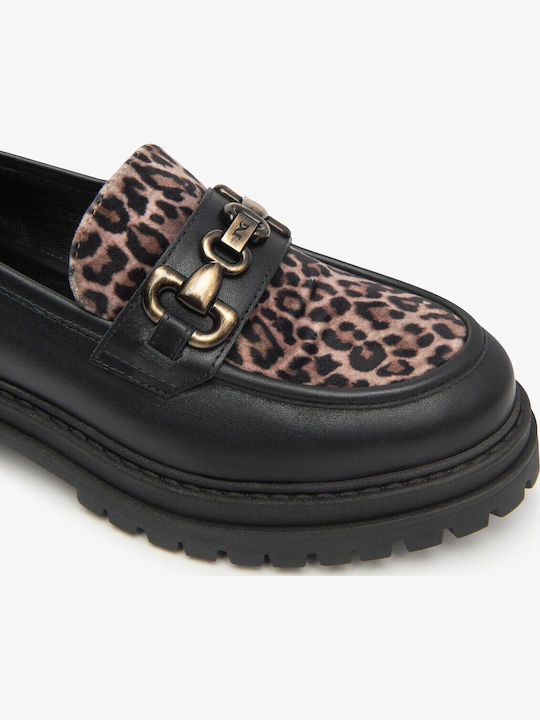Δερμάτινα Γυναικεία Loafers σε Μαύρο Χρώμα
