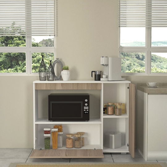 Floor Kitchen Cabinet White-brown 118.2x35x90cm