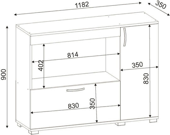 Floor Kitchen Cabinet White-brown 118.2x35x90cm