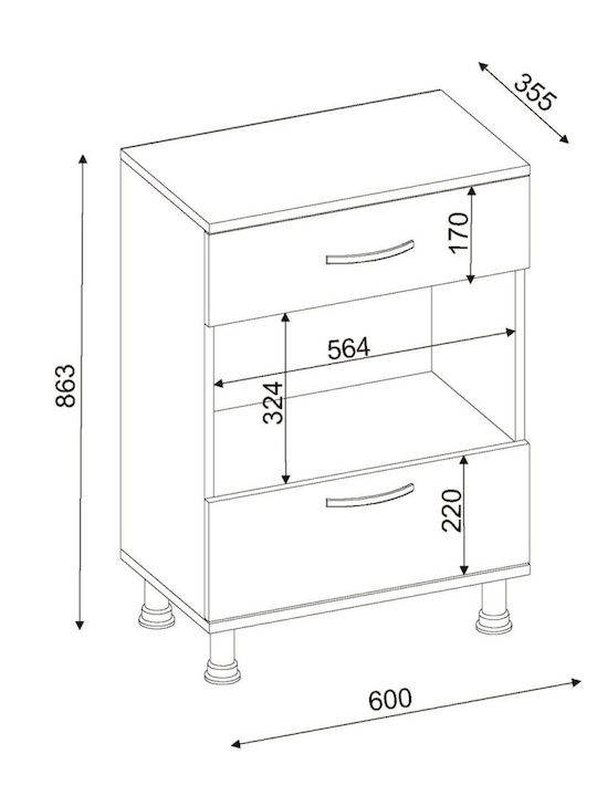Επιδαπέδιο Ντουλάπι Λευκό 60x35.5x86.3εκ.