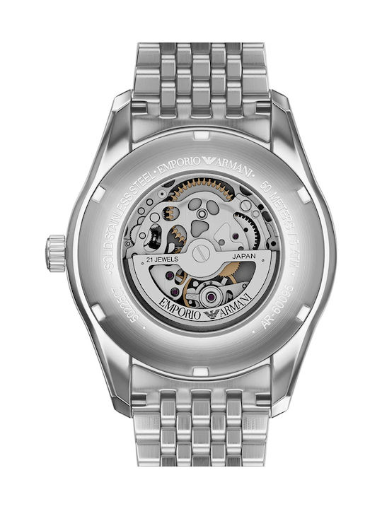 Emporio Armani Men's Watch 43mm Automatic with Silver Metal Bracelet