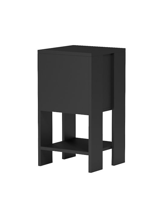 Bedside Table Reppo Wooden Black 30x30x55cm
