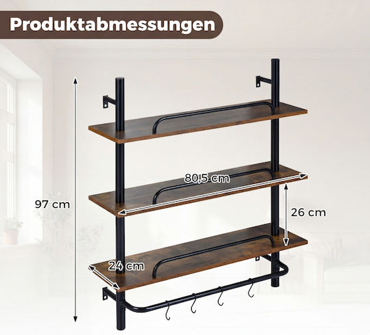 Wall Shelf with LED Brown 80.5x24x97cm