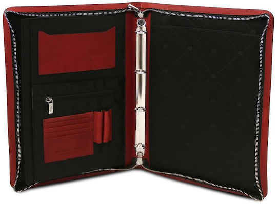 Leather Document Briefcase Augusto Red