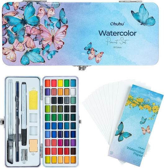 Ohuhu Set Watercolours Multicolour With Brush 50pcs
