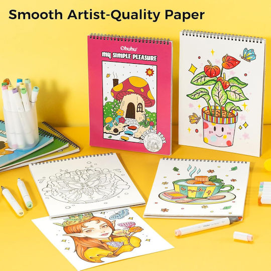 Ohuhu Set 4 Malbücher 160 Porträtdesigns Mandalas Blumen Tiere