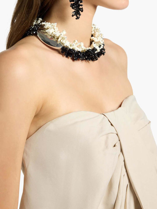 Γυναικεία Καλοκαιρινή Μπλούζα Λινή Strapless Μπεζ
