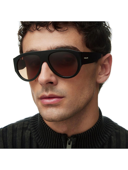 Meller Lira Unisex Sonnenbrillen mit Schwarzem Rahmen und Schwarzem Polarisiertem Glas