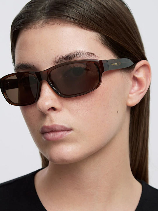 Meller Taye Unisex Sunglasses with Yellow Horn-Rimmed Frame and Yellow Polarized Lenses