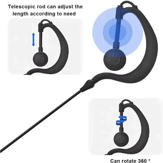Professional Long Spiral Handsfree Micro Earpiece Ptt Lapel 2 Pin Two-Way Radios Transceivers Baofeng-original 10pcs Tc-407