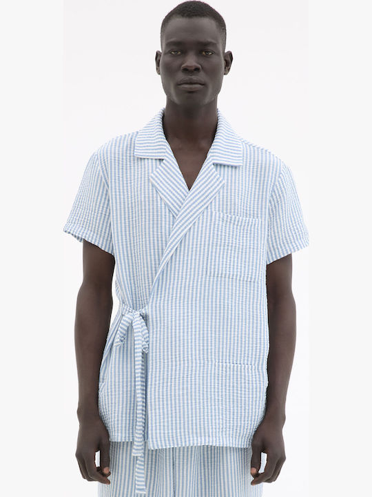 Short Sleeve Striped Blue Shirt