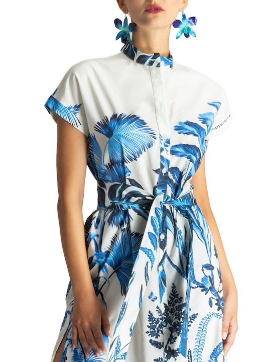 Summer Midi Shirt Dress White