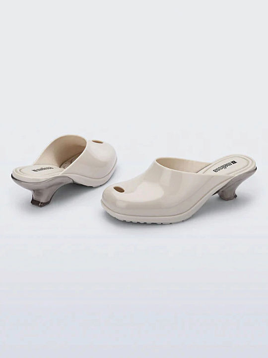 Damen Pantoletten mit Niedrigem Absatz in Beige Farbe