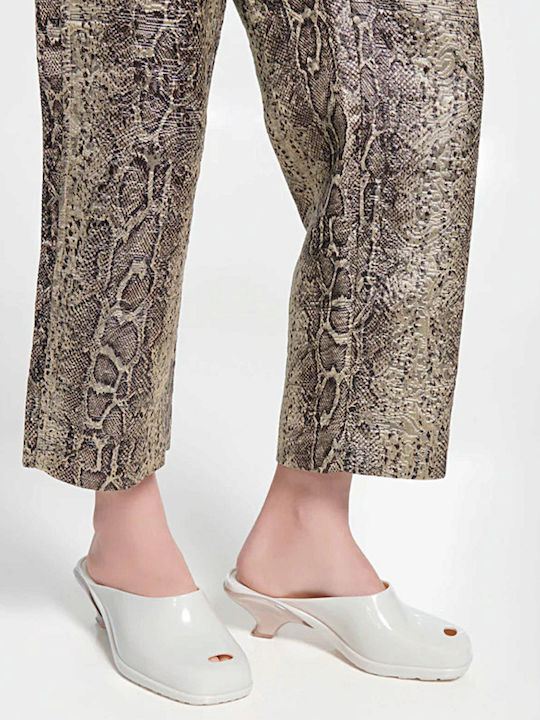 Damen Pantoletten mit Niedrigem Absatz in Beige Farbe