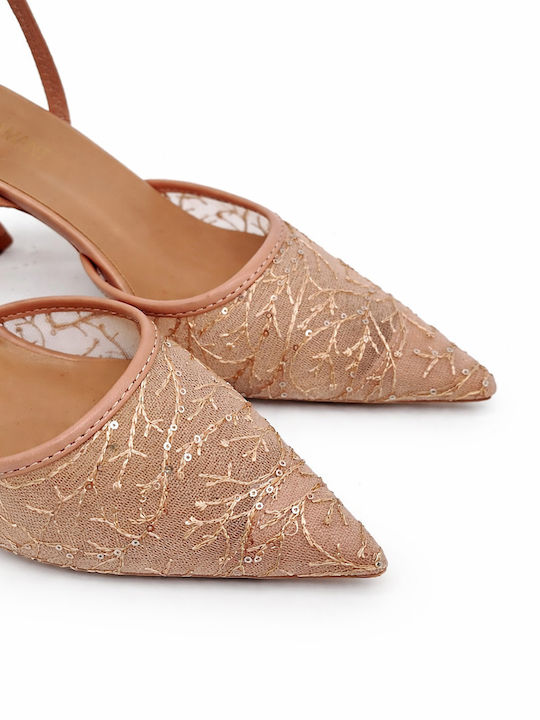 Pointed Toe Heels with Stiletto Heel & Strap Pink
