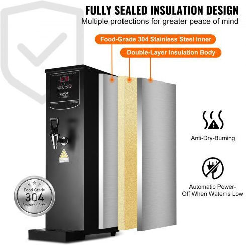Vevor Professioneller Buffet Wasserkocher mit Gewicht 50lt 1.5kW