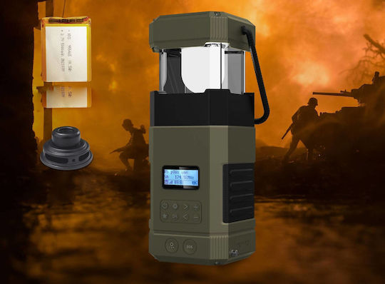 Camping Lantern Φανάρι Led Ηλιακό για Camping Αδιάβροχο με Φακό & Powerbank Πράσινο