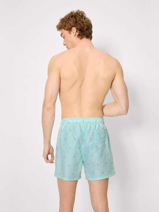 Men's Swimwear Shorts Green Striped