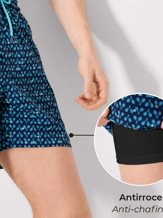 Men's Swimwear Shorts Blue with Patterns