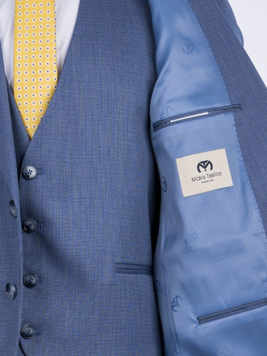 Men's Suit with Vest Blue