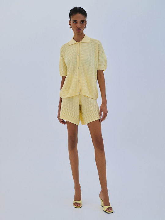 Women's Knitted Cardigan In Yellow Color